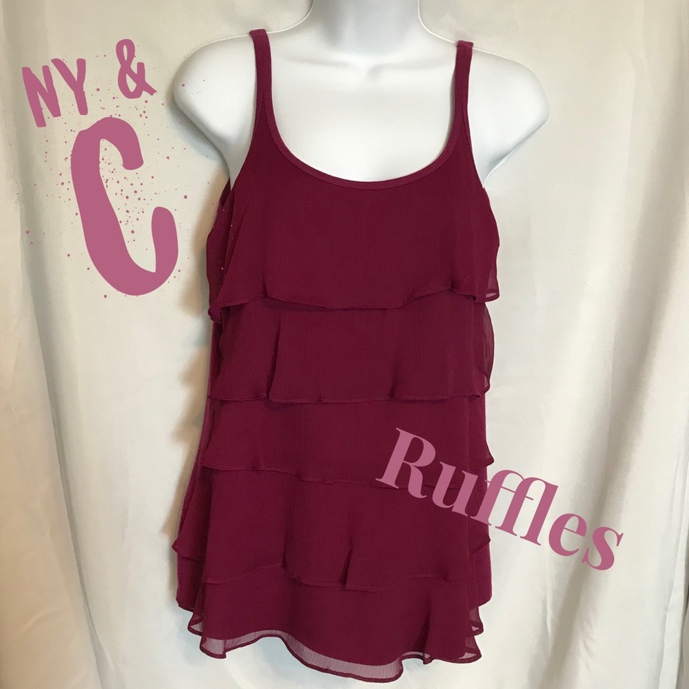NY&C burgundy ruffle top